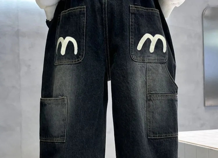 Boys' Fleece-Lined Jeans 2025 New Autumn/Winter Thermal Insulated Trendy Long Pants for Big Tall Kids, Stretchy Fabric Loose Fit