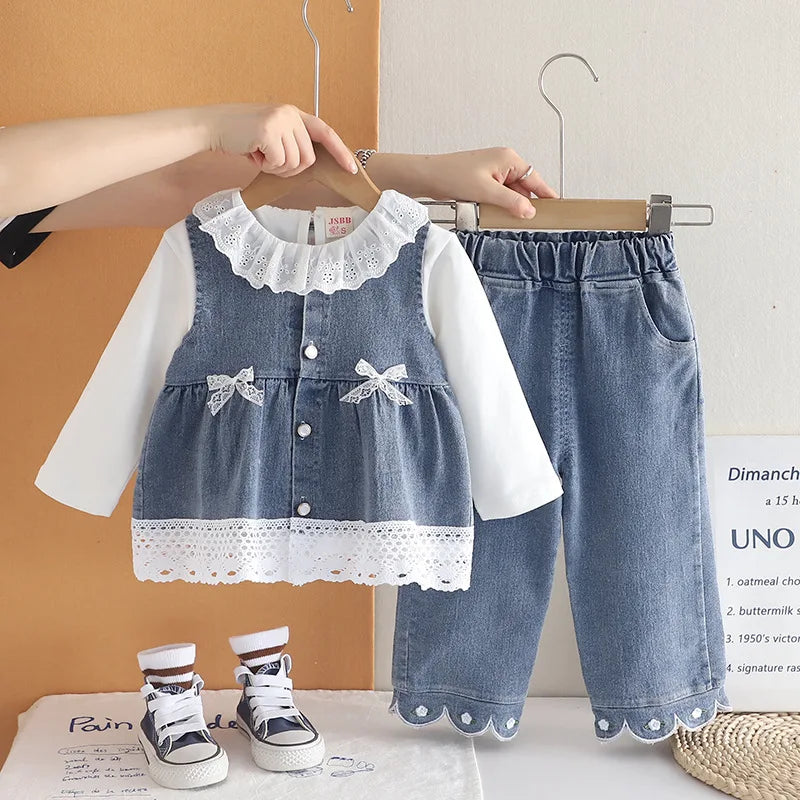 New Spring Autumn Baby Clothes Suit Children Girls Vest T-Shirt Pants 3Pcs/Sets Toddler Clothing Infant Costume Kids Tracksuits