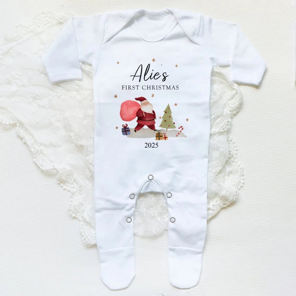 Personalised Baby's First Christmas Sleepsuit My 1st Christmas Pjs Baby Xmas Outfit New Year Holiday Baby Grow