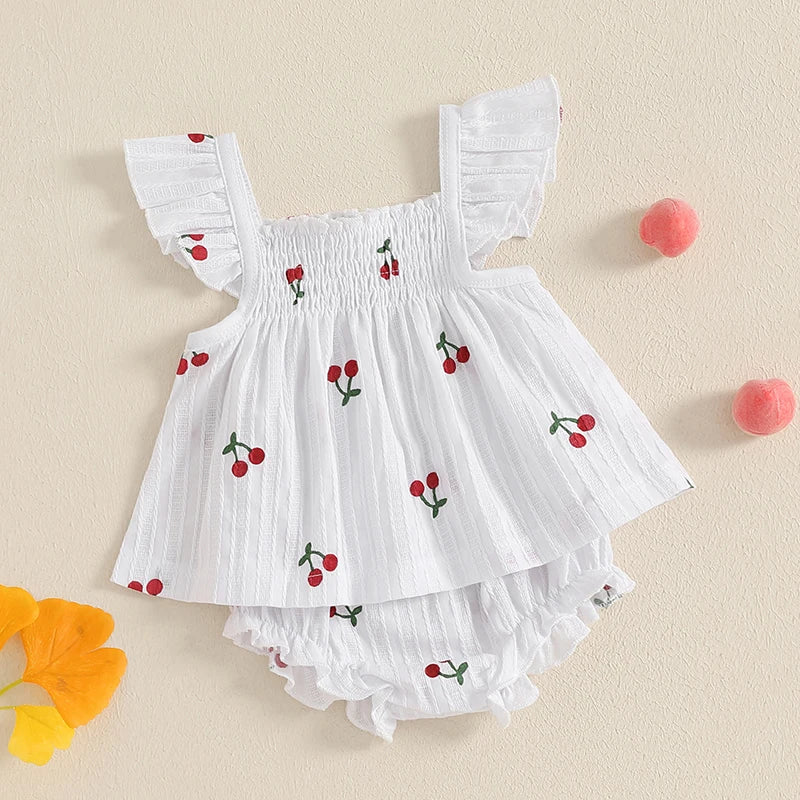 Toddler Girl Floral Print Ruffle Sleeve Top and Shorts Set Elastic Waistband Summer Outfit 2 Piece Baby Girl Clothes