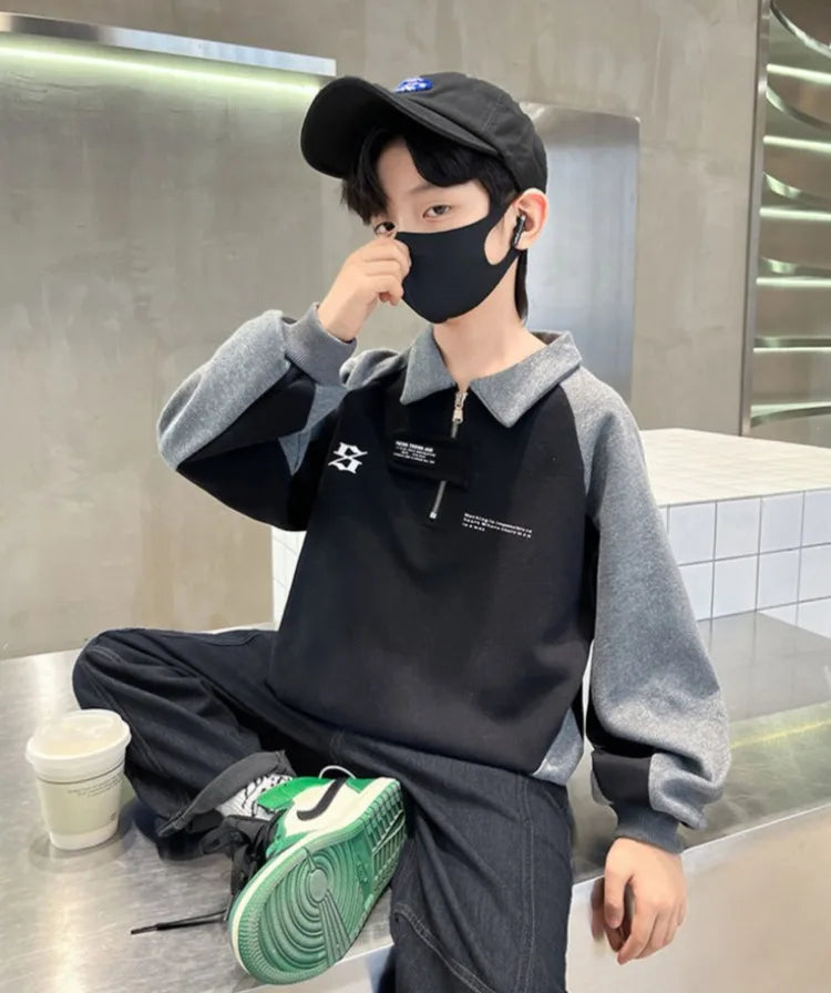 2025 New Arrival Boys' Base Layer Long Sleeve Top Spring Autumn Big & Mid Size Kids Stylish Cool Trendy Top