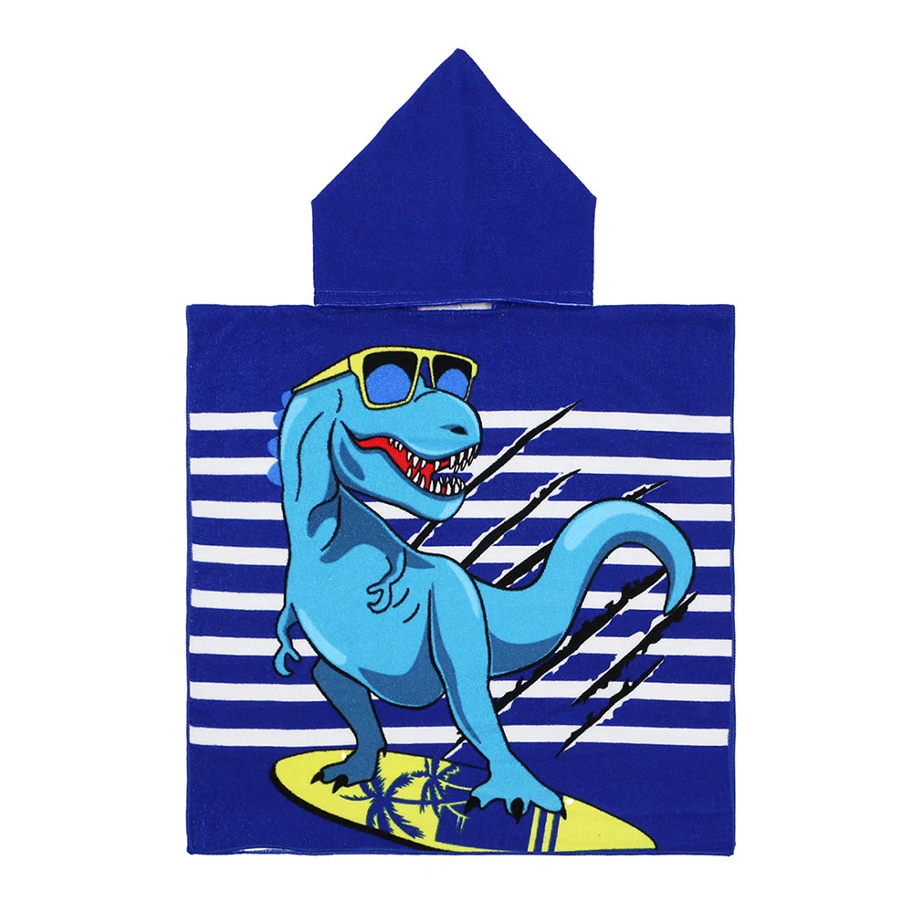Children Bathing Stuff Kids Hooded Cape Towel Boy Shark Bathrobe Baby Dinosaur Bath Towel Girls Unicorn Beach Towel Wrap Blanket