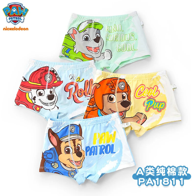 100% Genuine Paw Patrol 4PCS/LOT Cotton Boxers Panties Cartoon Printed Kids Underwear Children's Underpants Shorts Panties 2-8Y