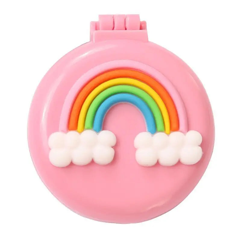 Cute Folding Mini Pocket Hair Comb with Mirror for Women and Girls Round Hair Brush Compact Travel Size Hair Massage Comb