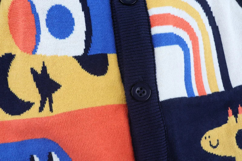 Autumn Spring Boy Girl Sweater Rocket Giraffe Cardigan Stitch Kid Clothing Sleeveless Buttons Baby Costume 2-6Y Children Sweater