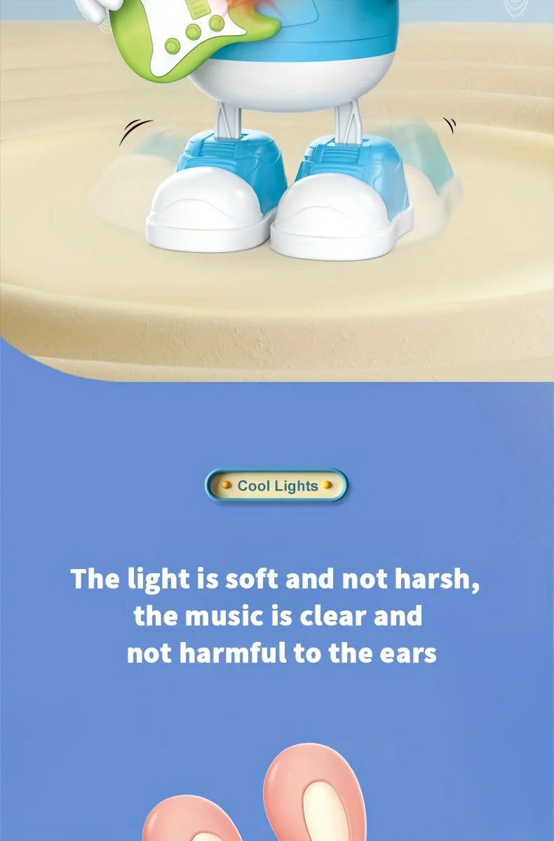 Musical Dancing Rabbit Toy with Guitar Walking Singing Bunny Moving Toys for Baby with Music & Lights for Toddlers Easter Gift