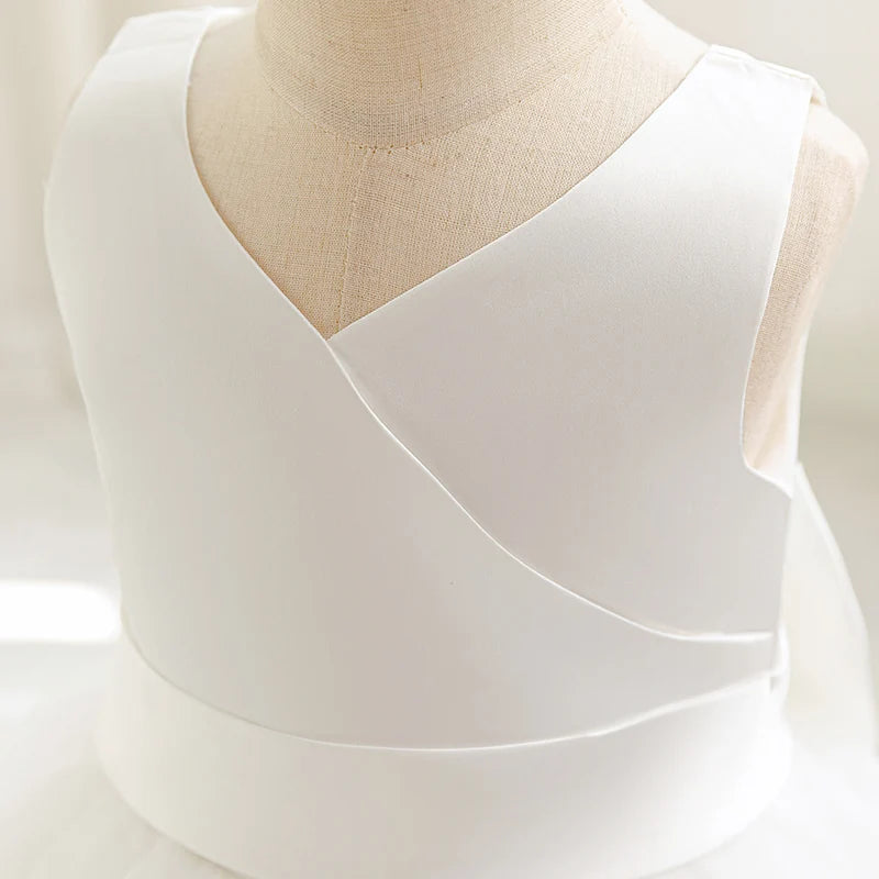 Baby Kids Green Lace Dresses For Children Girl Sleeveless Princess Gown Birthday Party Flower Girls White Dress