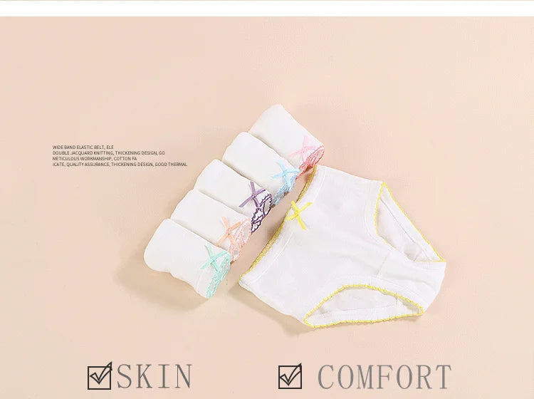 6 Pack Girls Cotton Underwear - 100% Pure Cotton Breathable Comfortable Kids Panties - Soft White Toddler Underwear for Girls -