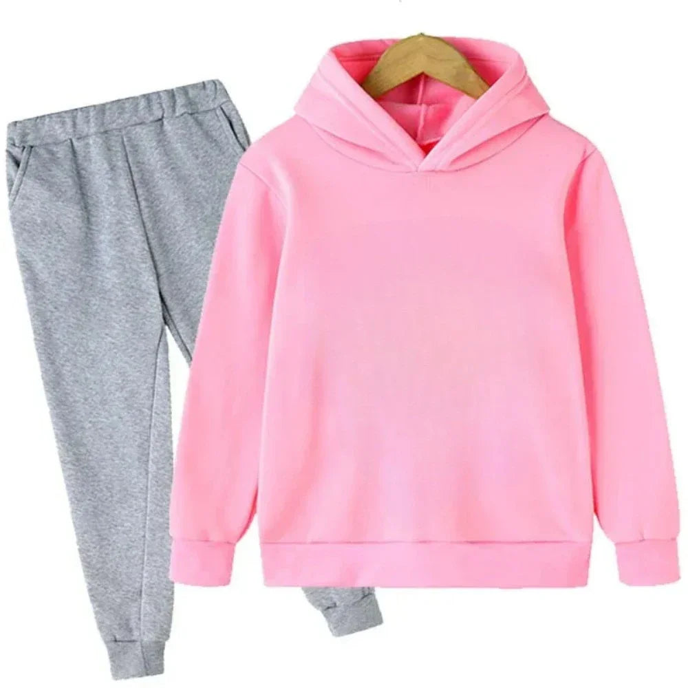 Autumn Winter Children 2Pcs Set Fashion Sports Hoodie+Pants Suits 4-14 Years Boys Girls Casual Outfits Tracksuits Kids Clothing