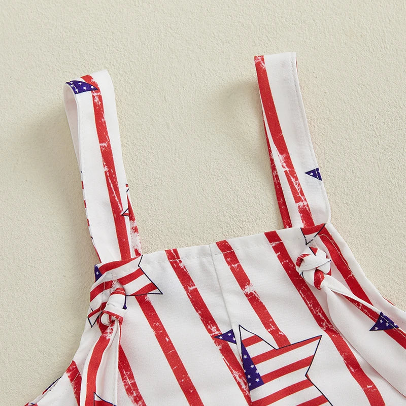 Infant Boys Patriotic Rompers American Flag Print Sleeveless Summer Bodysuits Jumpsuits for Independence Day