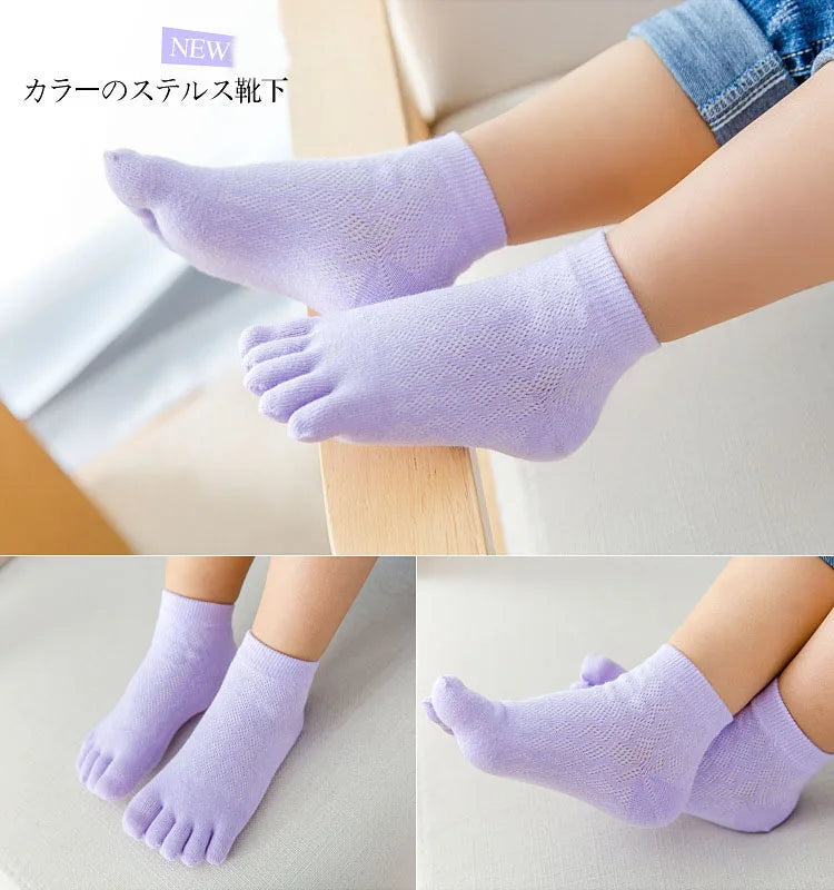 5 Pairs Toddler Baby Socks Solid Cotton Five Fingers Kids Boys Girls Mesh Breathable Toe Socks 1-3-6-10-12 Children Accessories