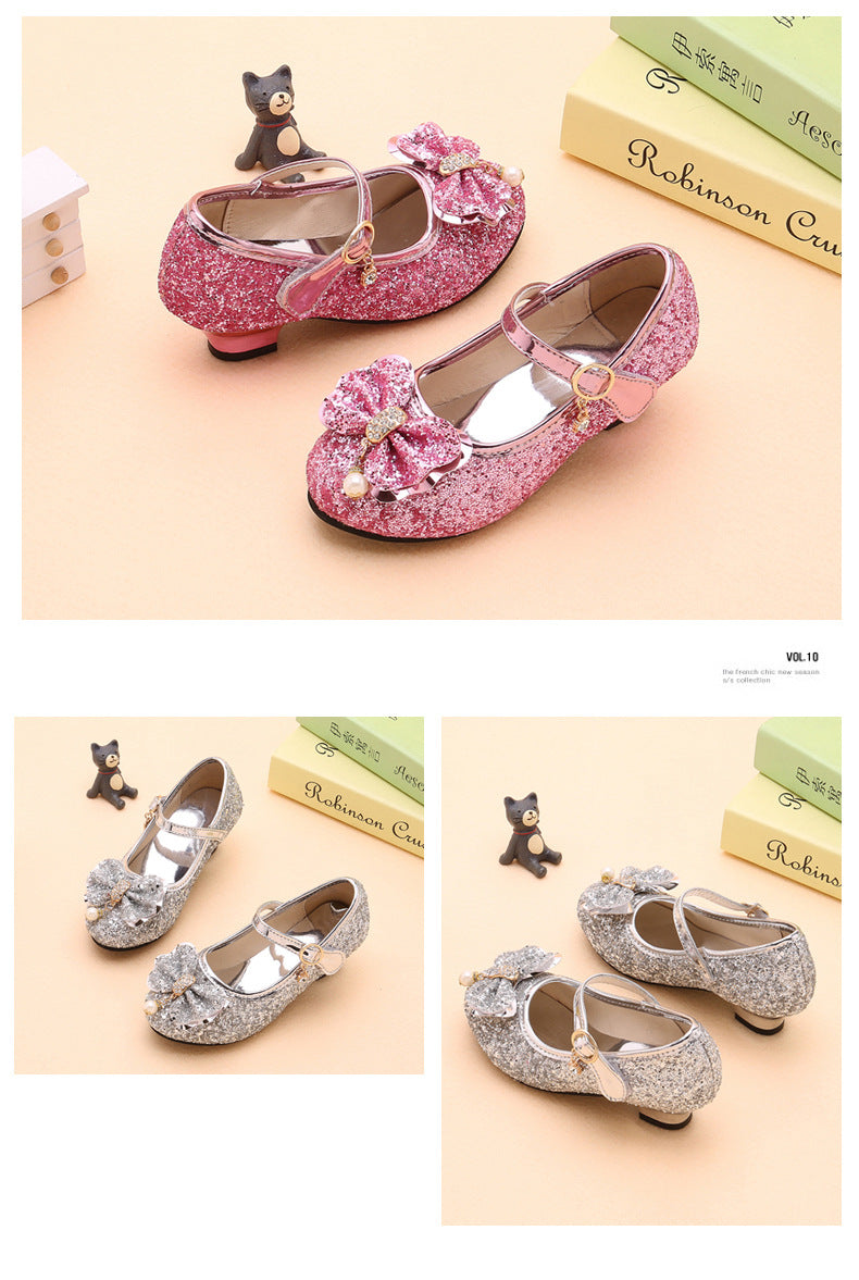 New Children Shoes Girls High Heel Princess Dance Sandals for Girls Kids Shoes Glitter Soft Leather Fashion Party Dress Wedding