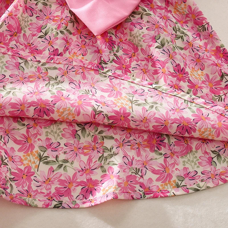 Summer New Sweet Bow Baby Girl Dress, Cute Floral Children'S Clothes With Free Hat For Beach Parties (9 Months - 3 Years Old)