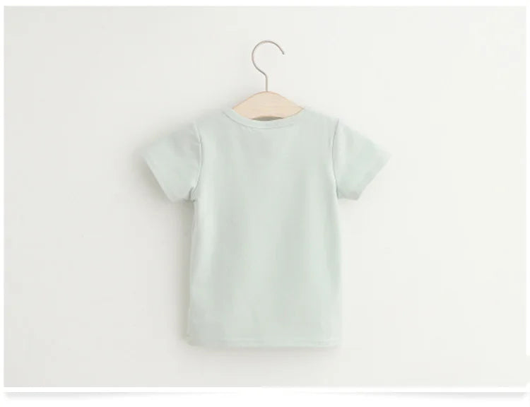 2025 Summer 2 3 4 6 8 10 Years Children Cotton Cartoon Star Bird Cat Rabbit Animal Print Short-Sleeve T-Shirt For Kids Baby Girl