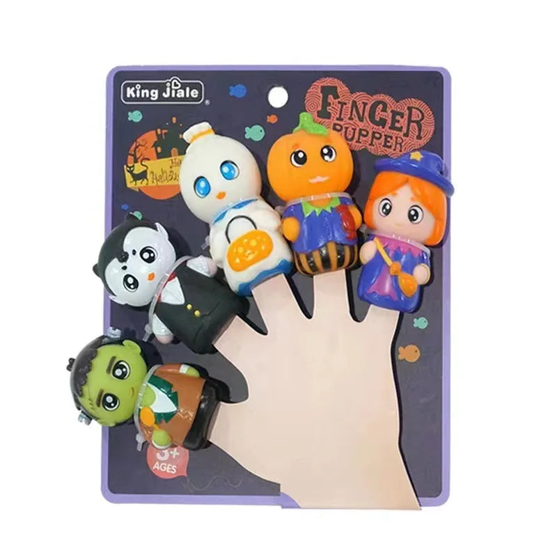 Halloween Finger Puppets Ghost Vampire Witch Pumpkin Frankenstein Characters Finger Puppets Set for Party Favors Pretend Play