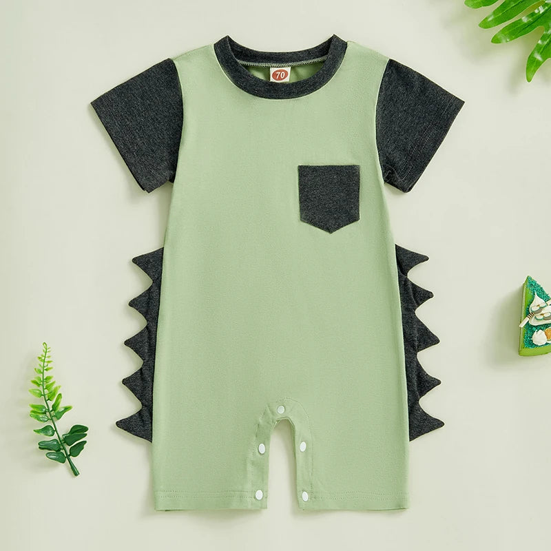 Infant Boy Cotton Romper Short Sleeve Round Neck Striped Jumpsuit Toddler Playsuit Summer Outfit for Newborns