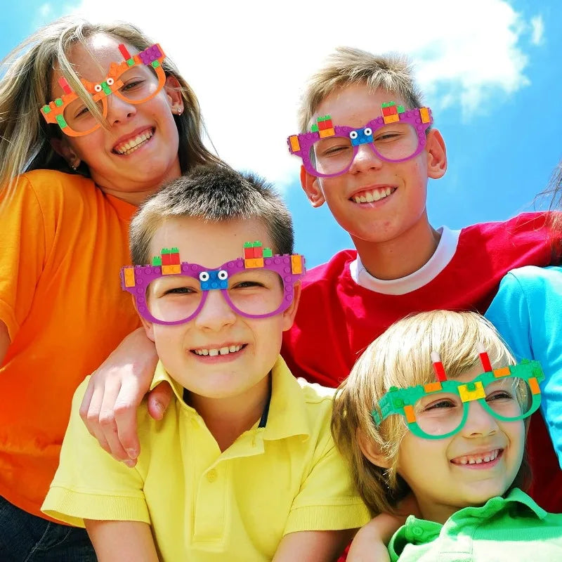 DIY Building Bricks Glasses Building Blocks Games for Kids Creative Building Block Birthday Party Favors, Carnival Party Games