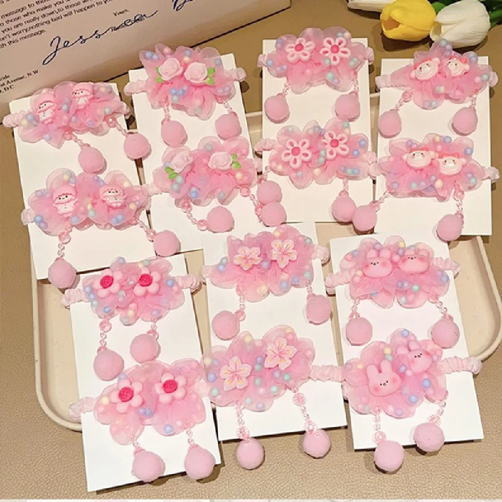 Cute little girl‘s hair loop elastic hair rope flower hair accessory