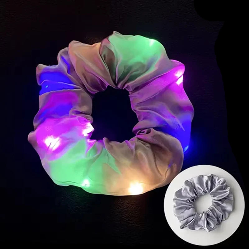 Popular Flashing Light Up hair tie LED Luminous scrunchies Women girls glowing Scrunchy Hair Rope Halloween luminous hairband