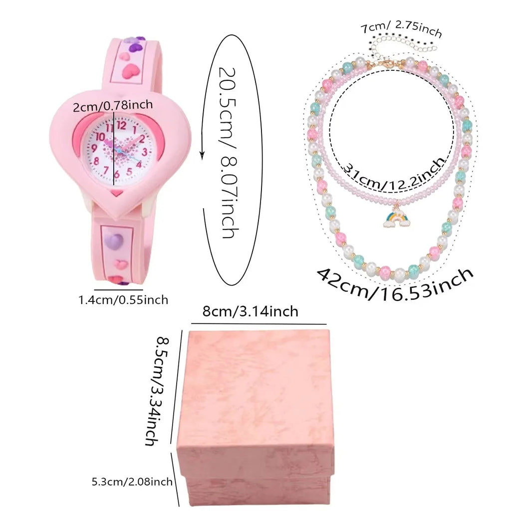 New Fashion Heart shaped Children's Love 3D Cartoon Watch Children's Learning Watch