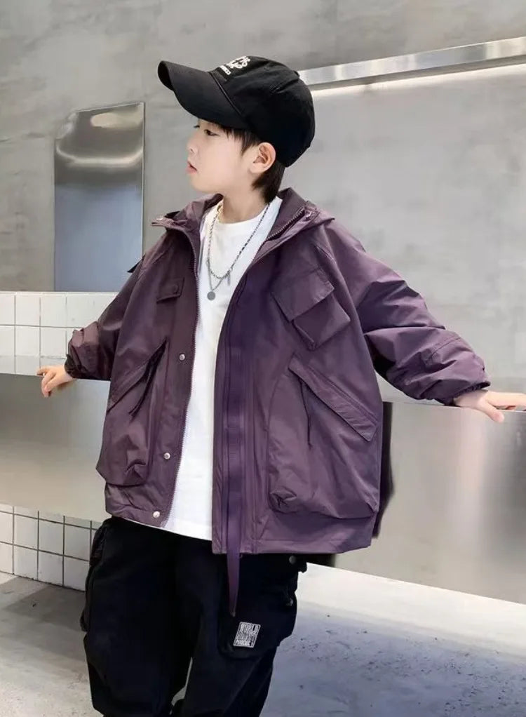 2025 New Boys Windbreaker Jacket Spring Autumn Waterproof Windproof Youth Unisex Stylish Outdoor Jacket for Kids