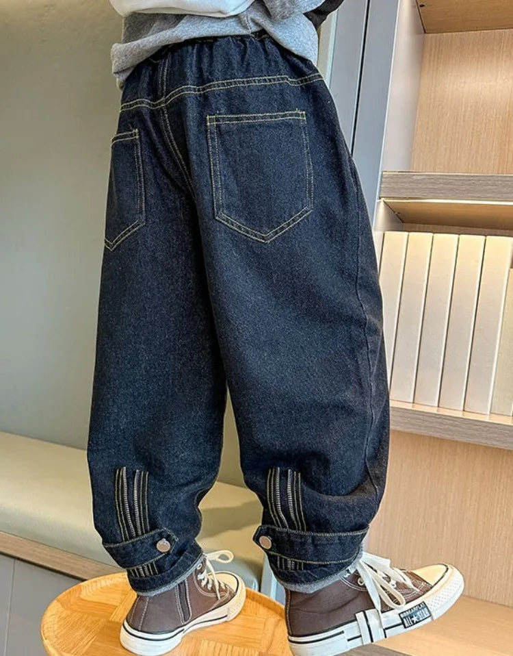 2025 New Boys' Denim Jeans 2025 Trendy Tween Boys Casual Long Pants Boys' Relaxed Fit Jeans Hot Sale