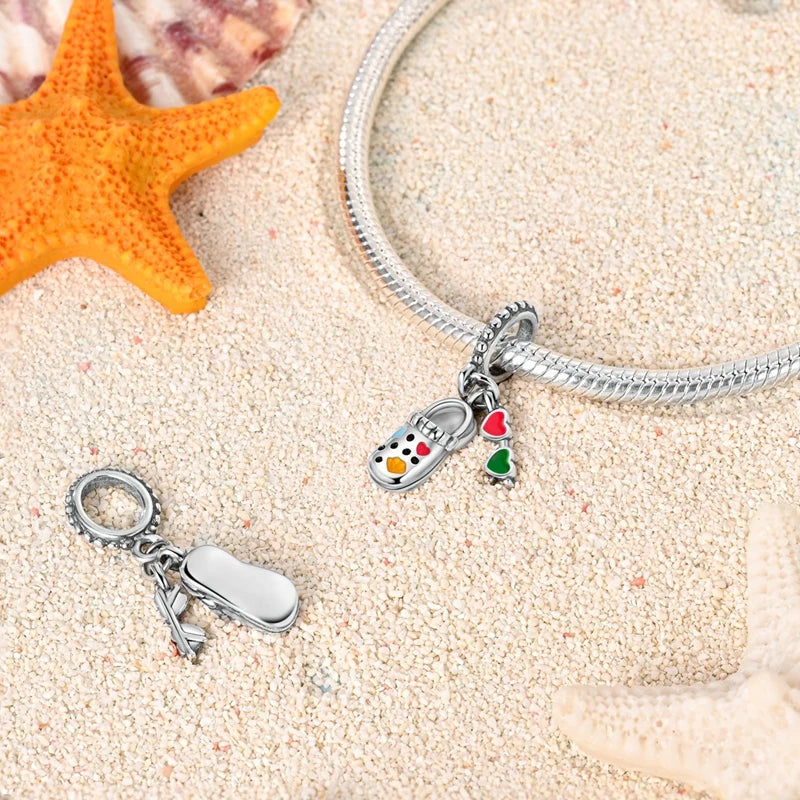 925 Sterling Silver Original Pink Ballet Shoes Charms Ballet Dancer Pendants For Women DIY Bead Fit Original Bracelet Necklace