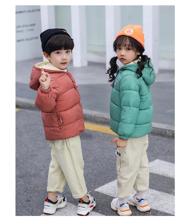 Winter Baby Boys Fleece Jacket For Kids Cartoon Bear Zipper Coat Autumn Boy Warm Hooded Down Jackets Children Outerwear Clothing