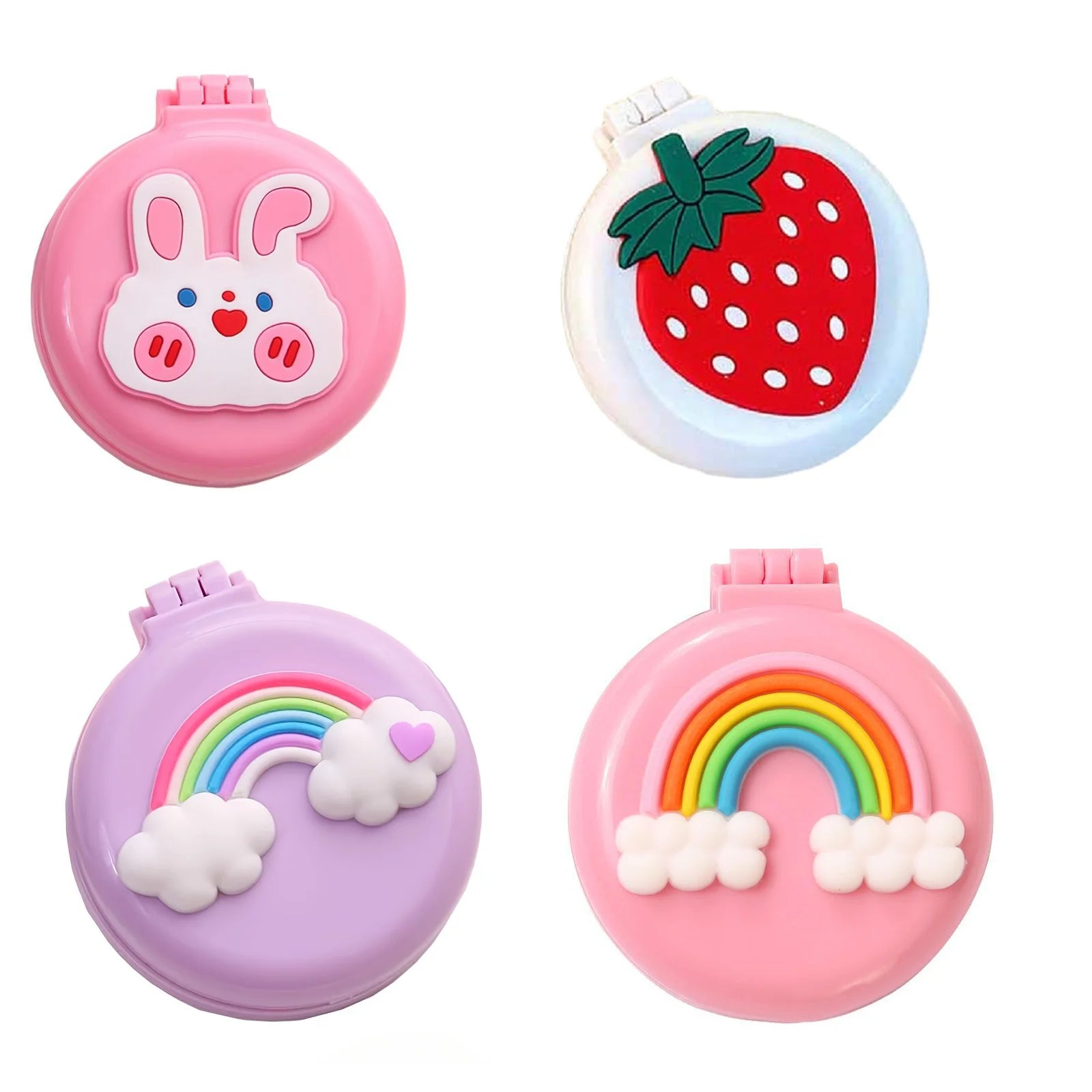 Cute Folding Mini Pocket Hair Comb with Mirror for Women and Girls Round Hair Brush Compact Travel Size Hair Massage Comb