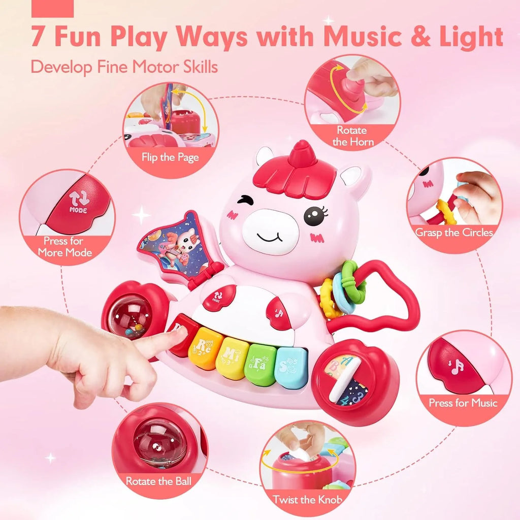 Baby Toys Boys Girls Activity Early Learning Educational Toys Unicorn Musical Light Infant Piano Toys Music Instrument Gift