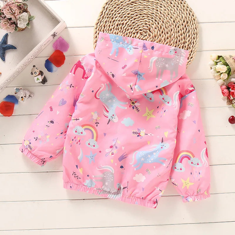 Fashion Kawaii Children's Jackets for Boys Girls Pink Blue Autumn Clothes 1 to 2 3 4 5 6 7 8 9 Years 2024 Kids Hoodie Waterproof