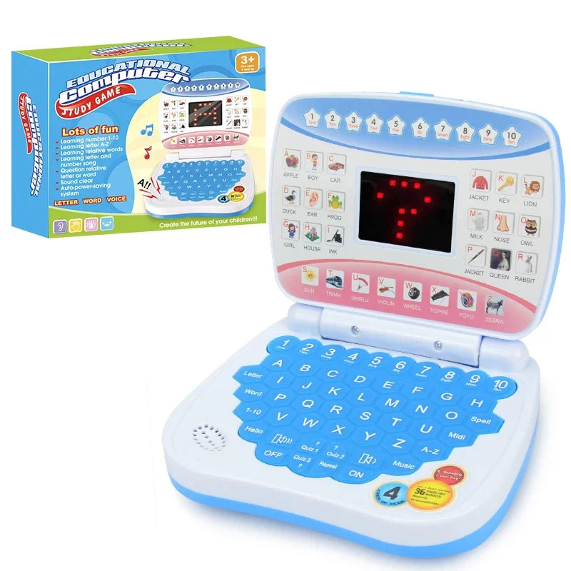 English Learning Small Laptop Toy for Kids. Boys and Girls Computer for Aphabet ABC.Numbers.Words.Spelling.Maths.Music