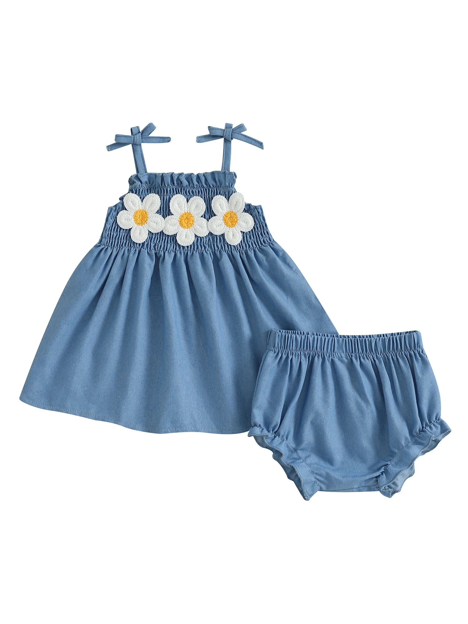 Toddler Girls Summer Outfits Sleeveless Floral Print Ruffle Tank Tops and Shorts Sets with Bow Detail