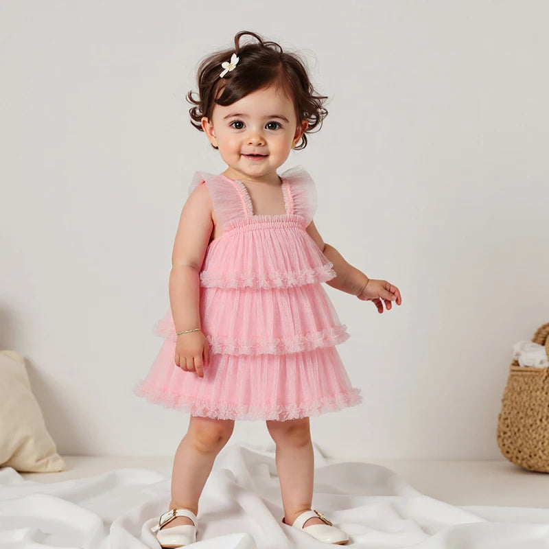 Girls Floral Print Ruffle Sleeve Dress Toddler Kids Summer Princess Dress Casual Fashion Party Dress for Girls