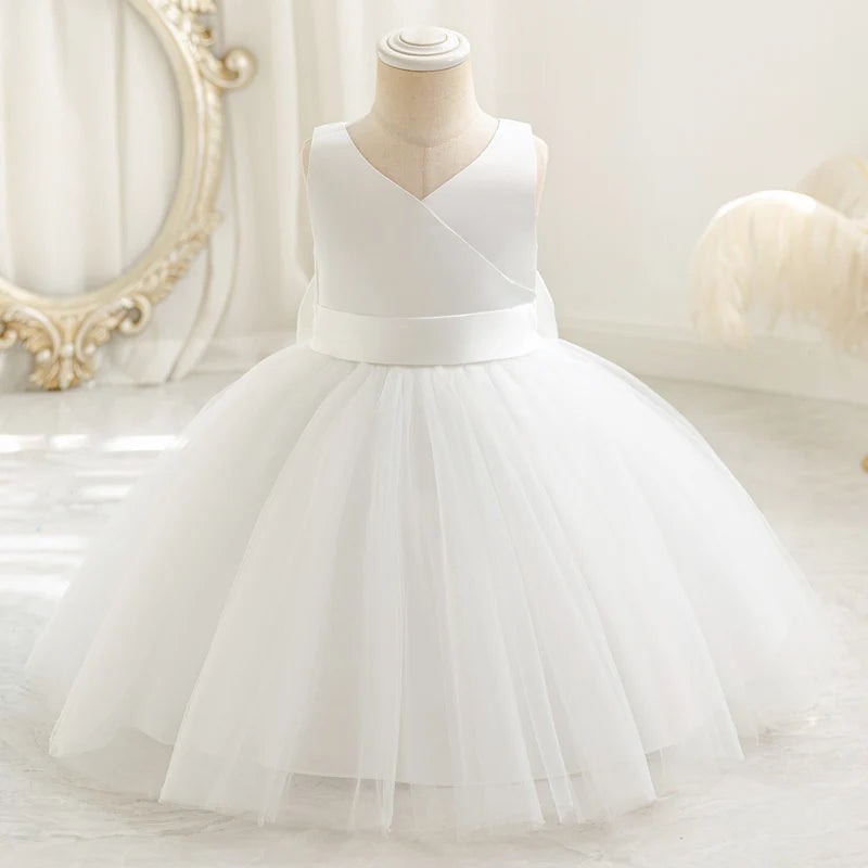 Baby Kids Green Lace Dresses For Children Girl Sleeveless Princess Gown Birthday Party Flower Girls White Dress