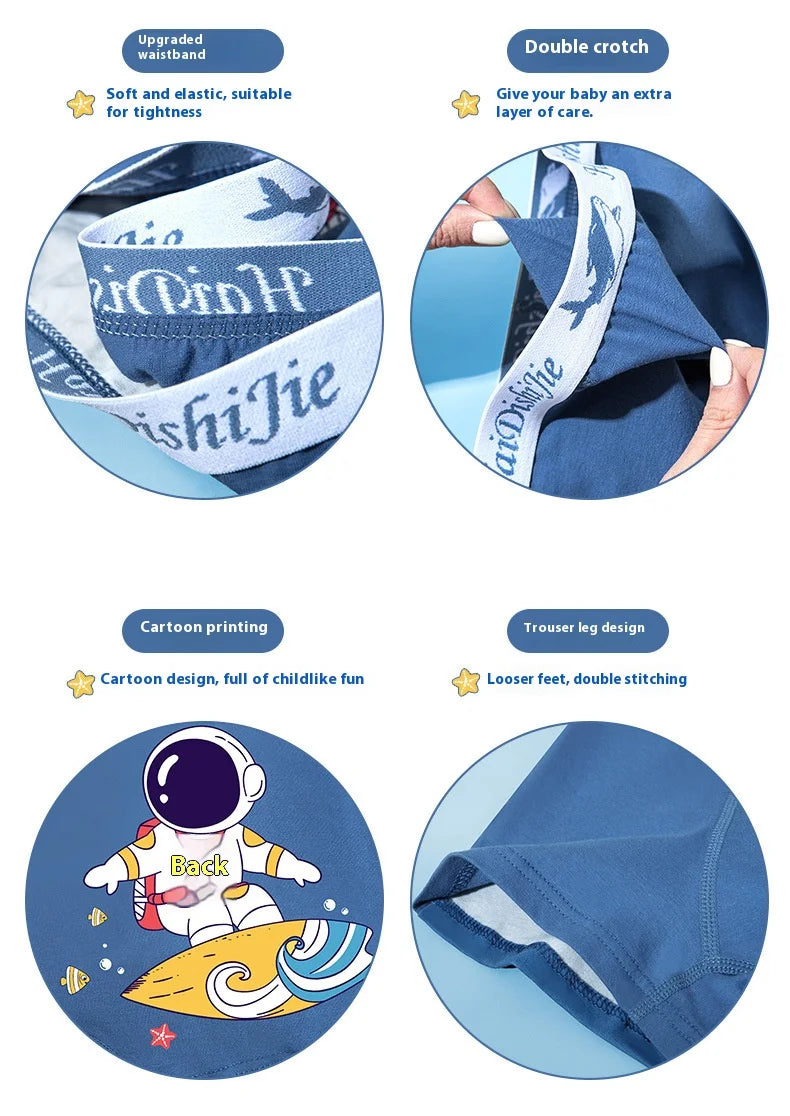 Boys Cotton Boxer Shorts 4PCS Not Pinch the Butt Boy Cotton Thin Section Flat Shorts Baby Underpants Children's Bottoms