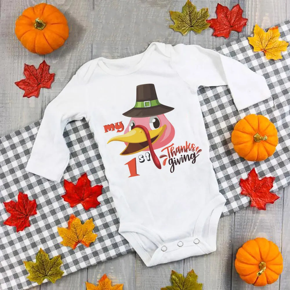 My First Thanksgiving Baby Bodysuit Infant Turkey Romper Girl Boy Cute Clothes Thanksgiving Baby Gift Fall Toddler Jumpsuit