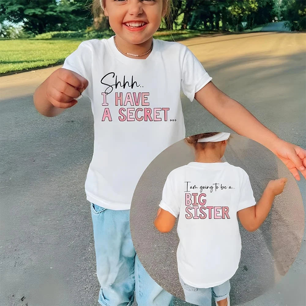 Big Sister T-Shirt I Have A Secret Promoted To Big Sister Pregnancy Announcement Gift Going To Be A Big Sister Kids Tee