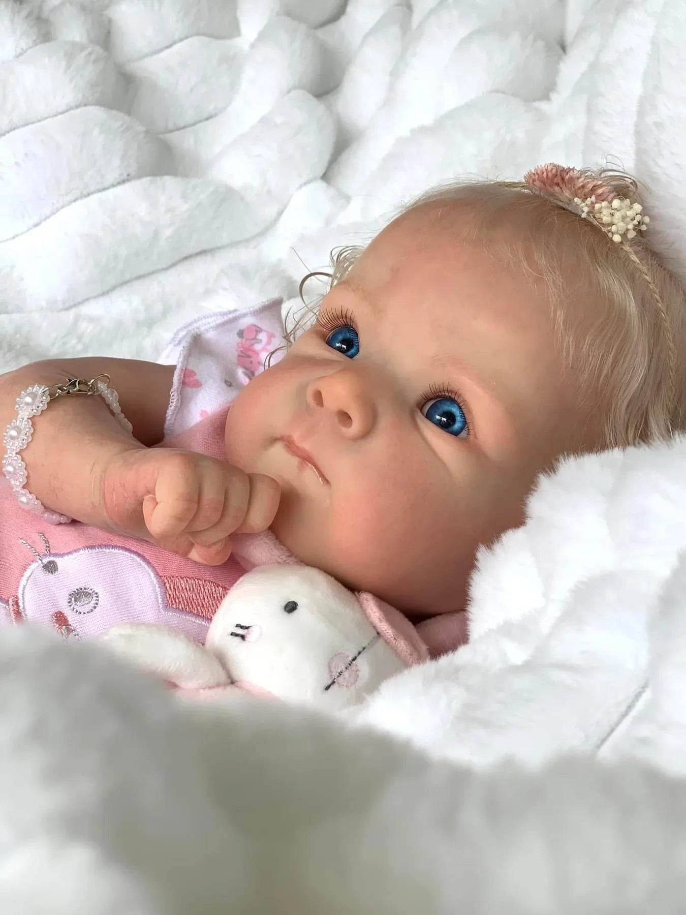 NPK 18inch Newborn Lifelike Doll Soft Touch Reborn Baby Bettie with 3D Skin Hand Root Hair Multiple Layers Painting Cuddly Toy