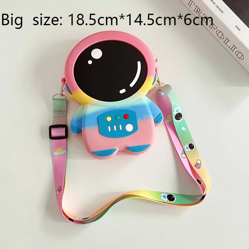 Astronaut Crossbody Bags Lovely Kawaii Bag Princess Small Storage Silicone Purse Cartoon Cosmonaut Model Toys Kids Prince Gift