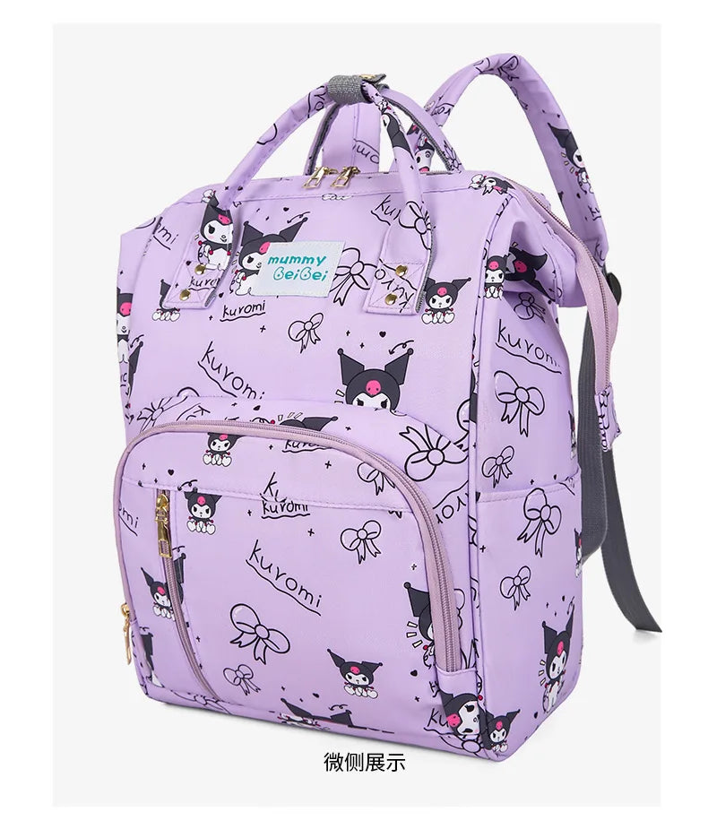 Kuromi New Diaper Bag Backpack Cartoon Cute Baby Diaper Bag Backpack Multifunctional Fashion Lightweight Baby Bag Large Capacity