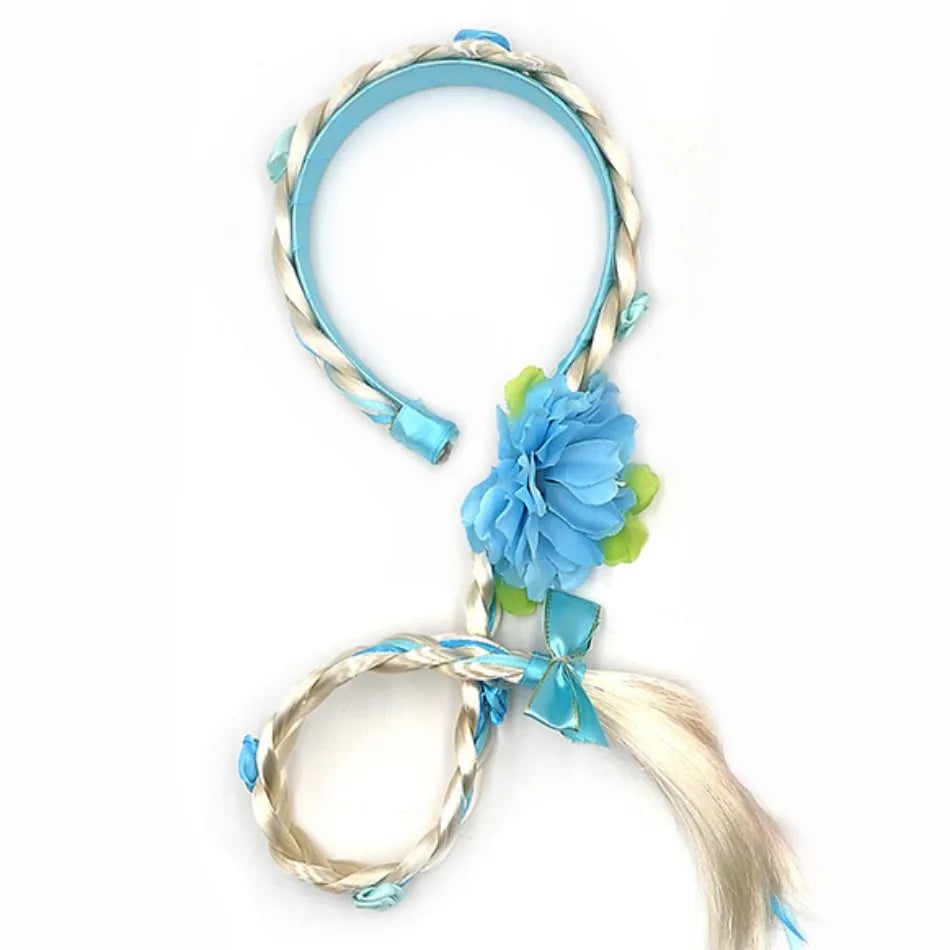 Cute Girls Flower Weaving Braid Headband Princess Dress Up Artificial Wig Kids Birthday Halloween Rapunzel Cosplay Headwear