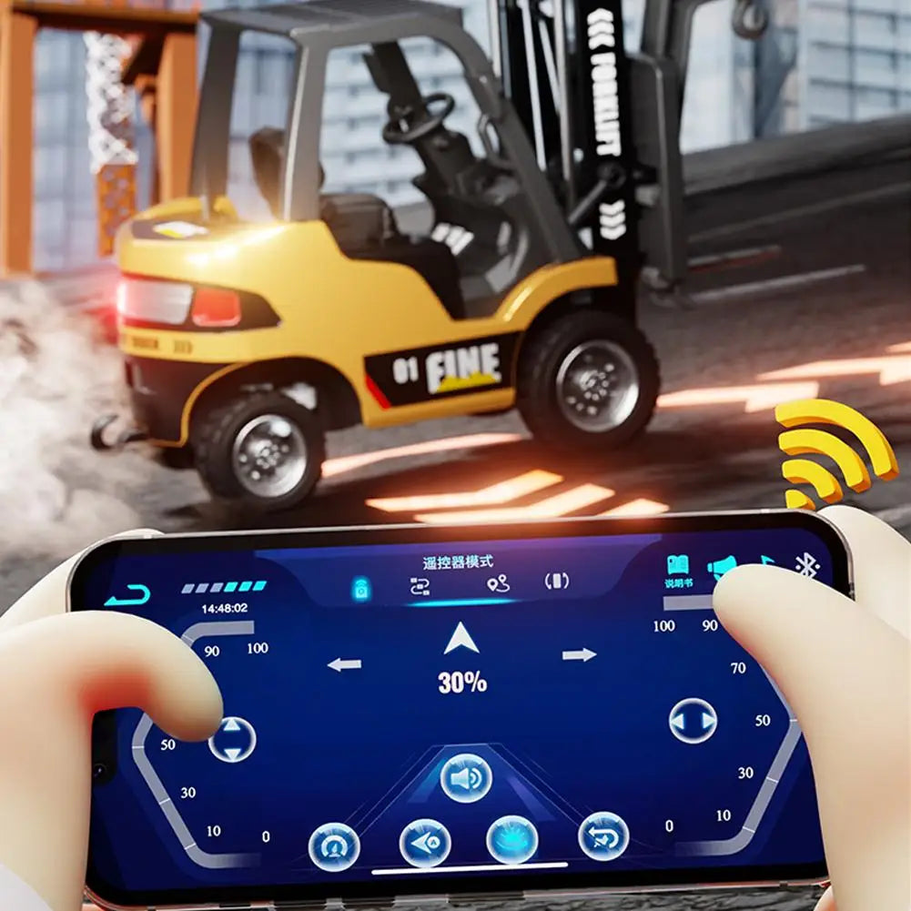 APP Controlled RC Forklift Truck 1:64 Alloy Simulation Engineering Vehicle, Bluetooth Mini Remote Control Car for Kids Adults