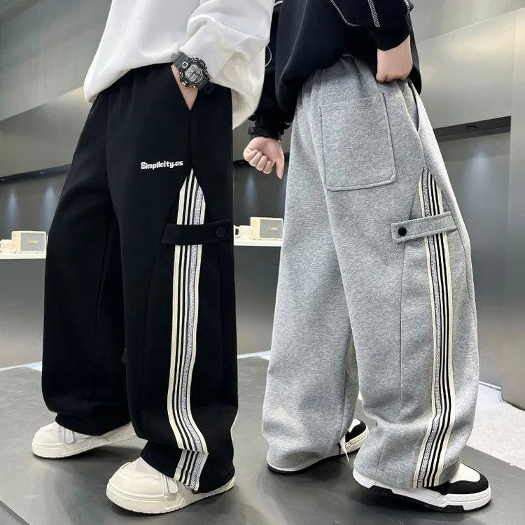 Boys Autumn 2025 Trendy Loose Sweatpants Casual Comfortable Outdoor Sports Pants for Tween Boys Size 8-12
