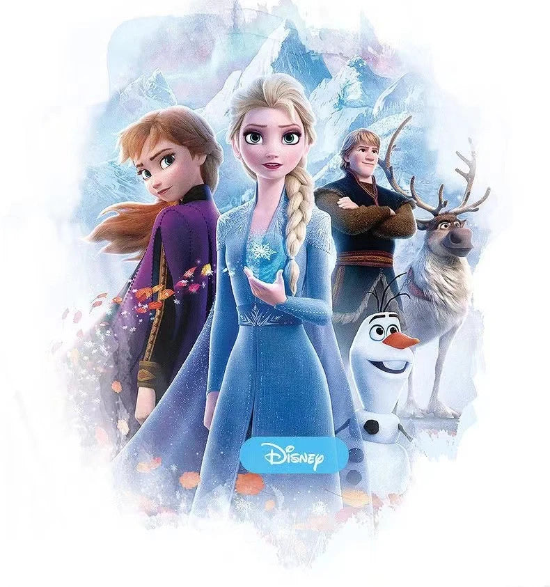 Disney Princess Elsa Girls' Cotton Frozen Winter Waterproof Wool Slippers Cartoon Parent Children's Blue Slippers Size 24-36