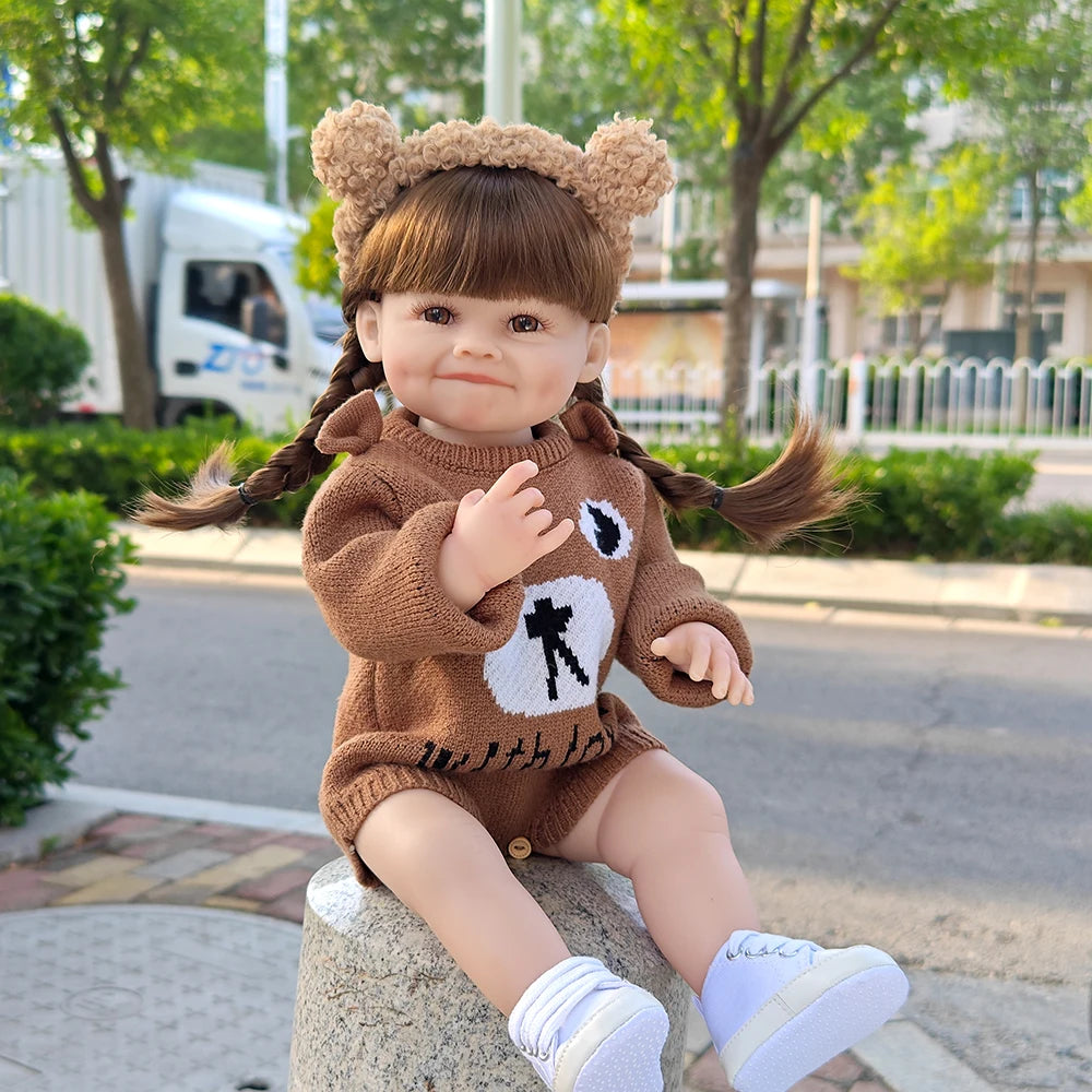 55CM Reborn Toddler Doll with Full Body Soft Silicone Vinyl 22Inch Lifelike Soft Touch High Quality Doll Birthday Gifts