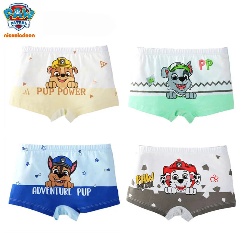 100% Genuine Paw Patrol 4PCS/LOT Cotton Boxers Panties Cartoon Printed Kids Underwear Children's Underpants Shorts Panties 2-8Y