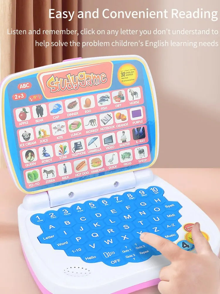 English Learning Small Laptop Toy for Kids. Boys and Girls Computer for Aphabet ABC.Numbers.Words.Spelling.Maths.Music