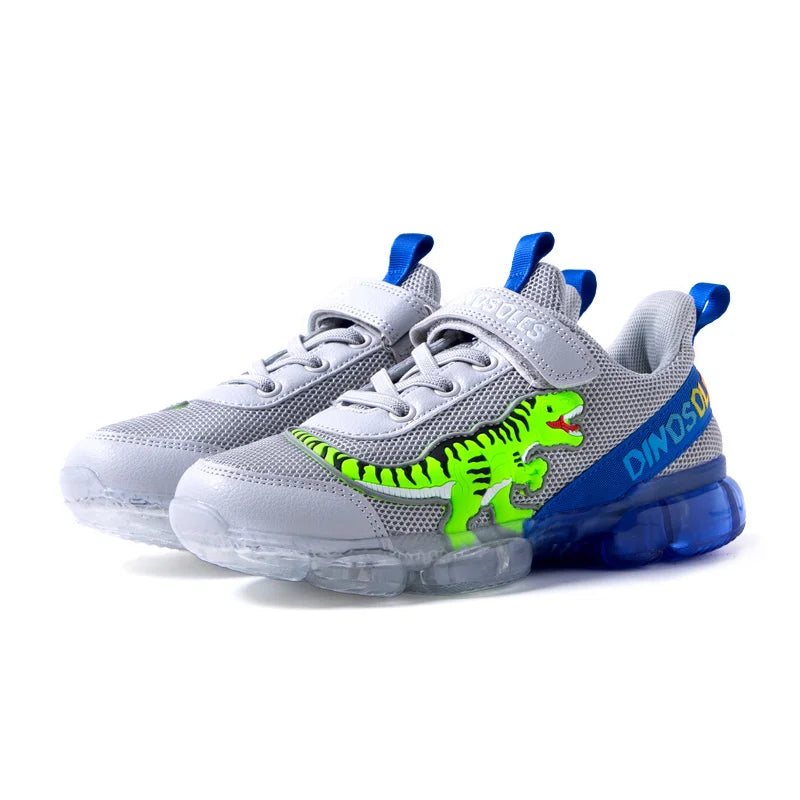 EXDINO T-REX LED 2-9Y Boys Spring Autumn Mesh Tennis Shoes Glowing Children's Kids Flashing Jelly Sole Light Up Casual Sneakers