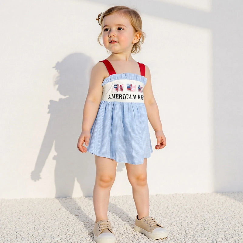 Independence Day Toddler Girl Clothing Set American Flag Print Sleeveless Tank Top and Shorts Outfit for 4th of July